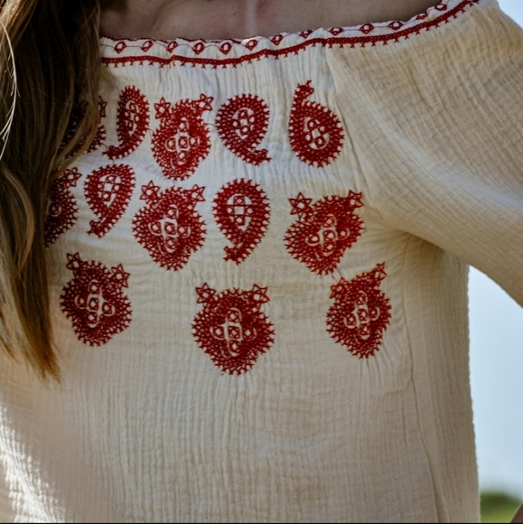 RELISTED Embroidered off shoulder top - Picture 3 of 6